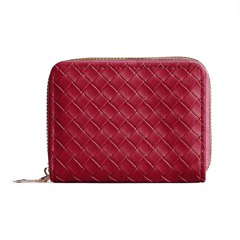 8452 Wallet Card Cases Dubble Zip Around Vegan Leather Small